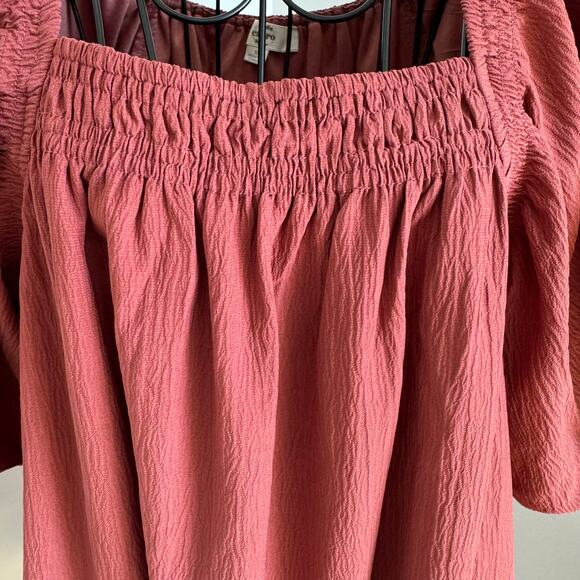 Entro Women’s Puff Sleeve Tiered Mini Dress Small Red Boho Casual Square Neck - Picture 6 of 11